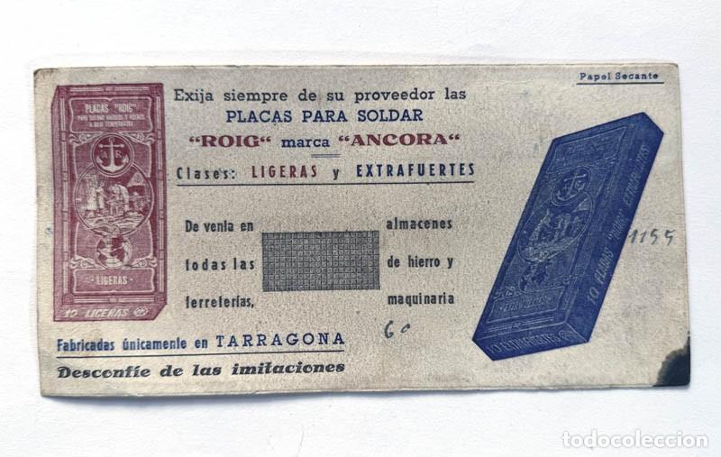 Coleccionismo papel secante: SECANTE / PLACAS PARA SOLDAR - ROIG / ANCORA / TARRAGONA