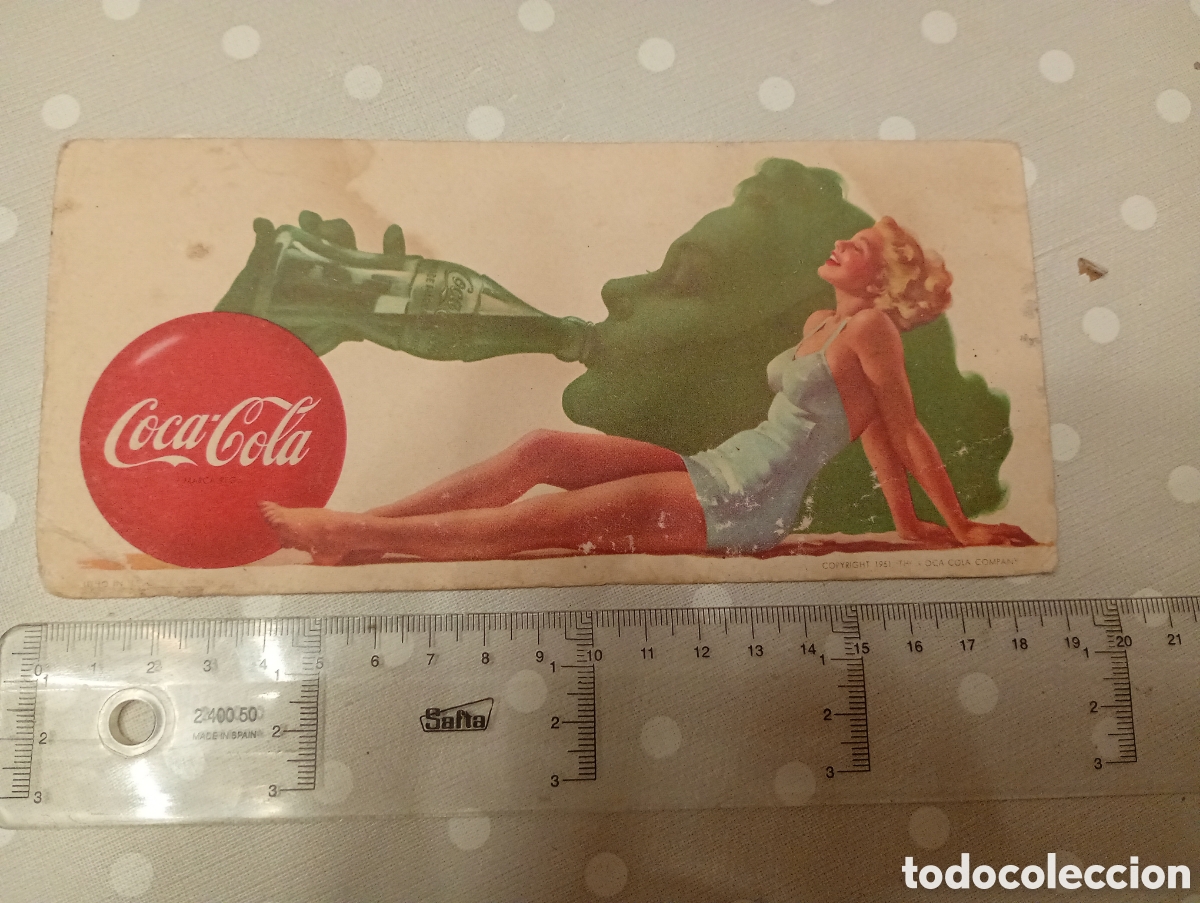 Coleccionismo papel secante: SECANTE DE COCA COLA A&Ntilde;O 1951 LITHO IN USA 19X8CM