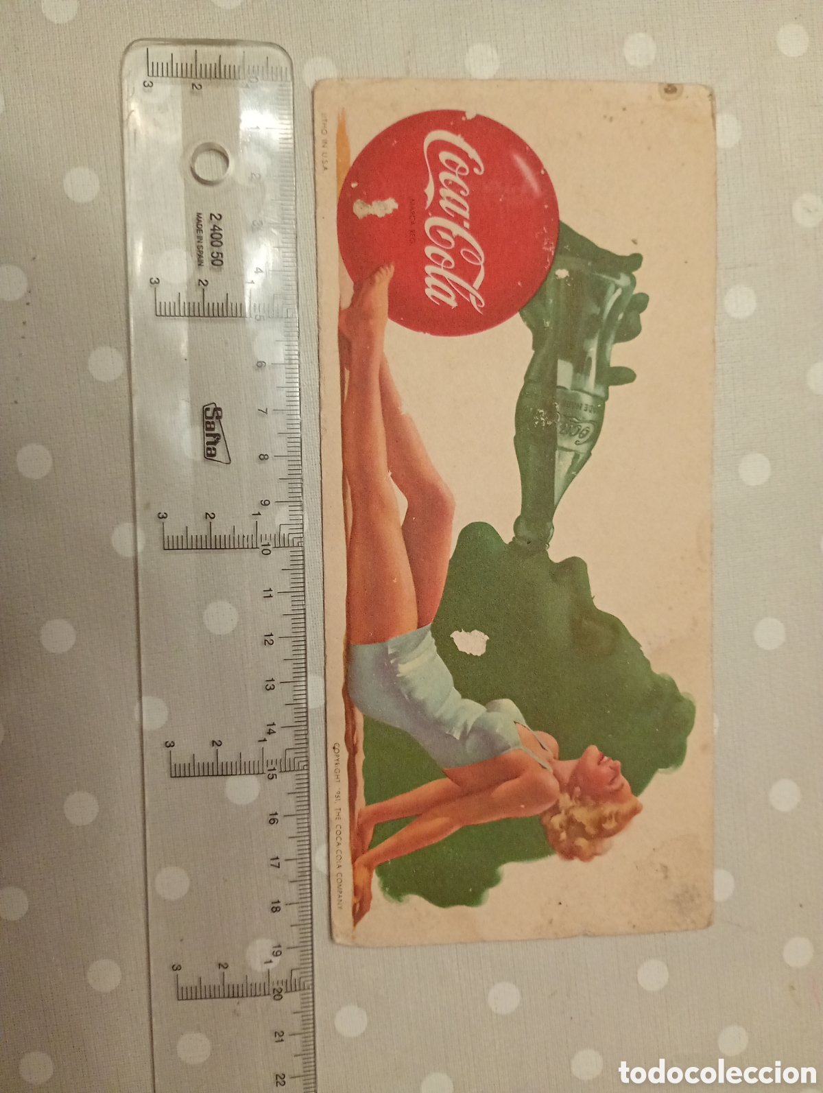 Coleccionismo papel secante: SECANTE DE COCA COLA A&Ntilde;O 1951 LITHO IN USA 19X8CM