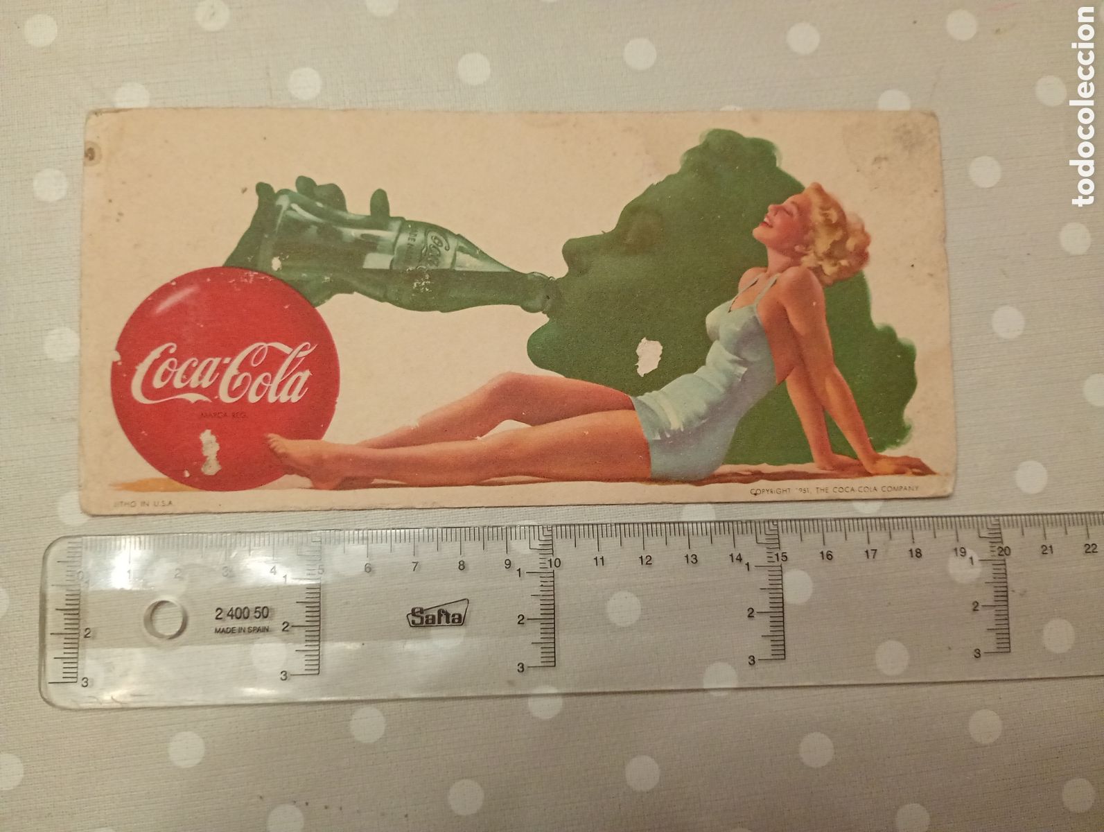 Coleccionismo papel secante: SECANTE DE COCA COLA A&Ntilde;O 1951 LITHO IN USA 19X8CM