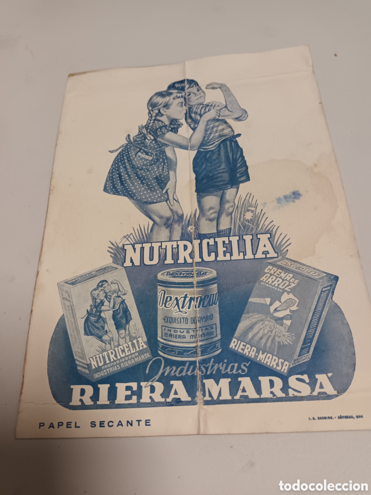 Colecionismo Mata-borr&atilde;o: Papel secante con publicidad. Riera Mars&agrave;