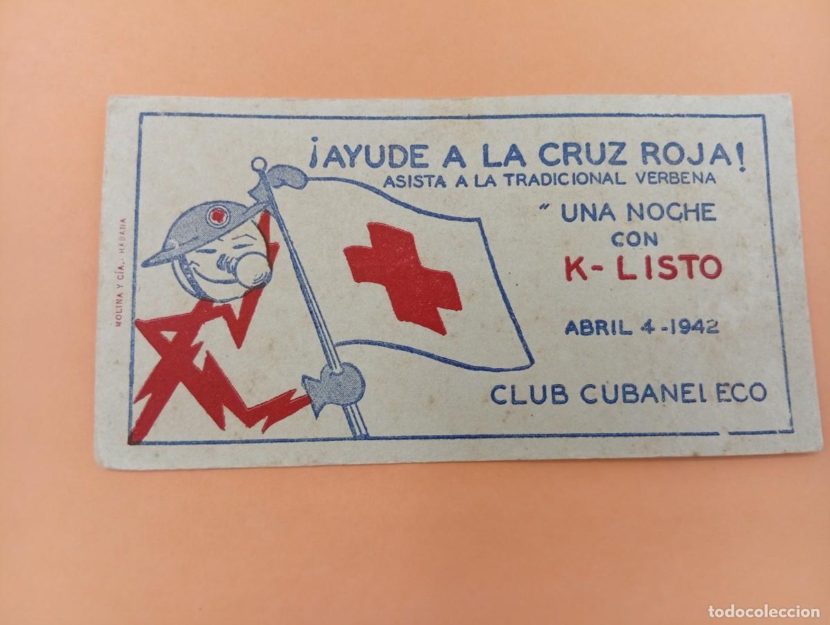 Coleccionismo papel secante: PAPEL SECANTE. &iexcl; AYUDE A LACRUZ ROJA !. UNA NOCHE CON K-LISTO. 1942. MEDIDAS : 8.5 X 15.5 CM APROX.