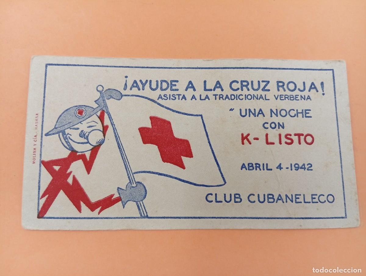 Coleccionismo papel secante: PAPEL SECANTE. &iexcl; AYUDE A LACRUZ ROJA !. UNA NOCHE CON K-LISTO. 1942. MEDIDAS : 8.5 X 15.5 CM APROX.
