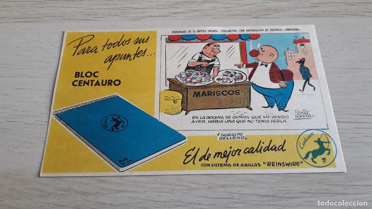 Coleccionismo papel secante: Antiguo Secante Gordito Relleno, Pe&ntilde;arroya, personajes Revista Pulgarcito Bruguera, Bloc Centauro.