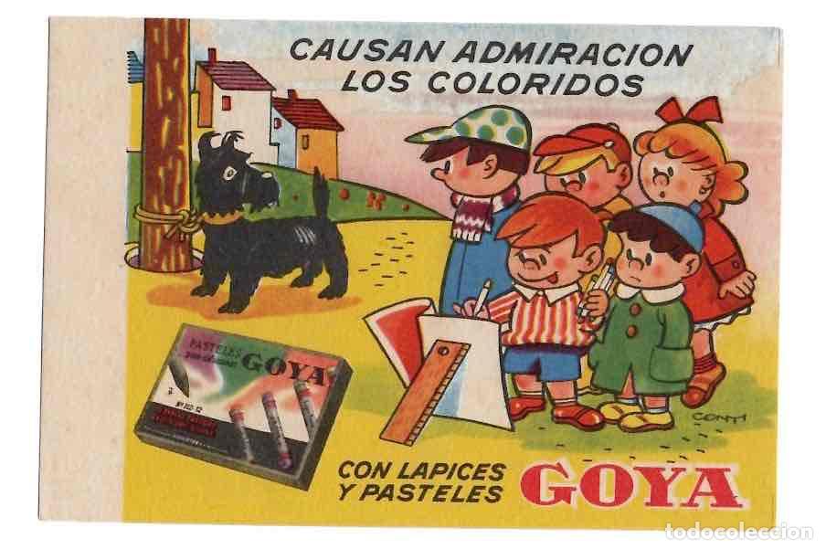 Coleccionismo papel secante: PAPEL SECANTE PUBLICITARIO LAPICES Y PASTELES GOYA. ILUSTRADA POR CARLOS CONTI. C. 1950