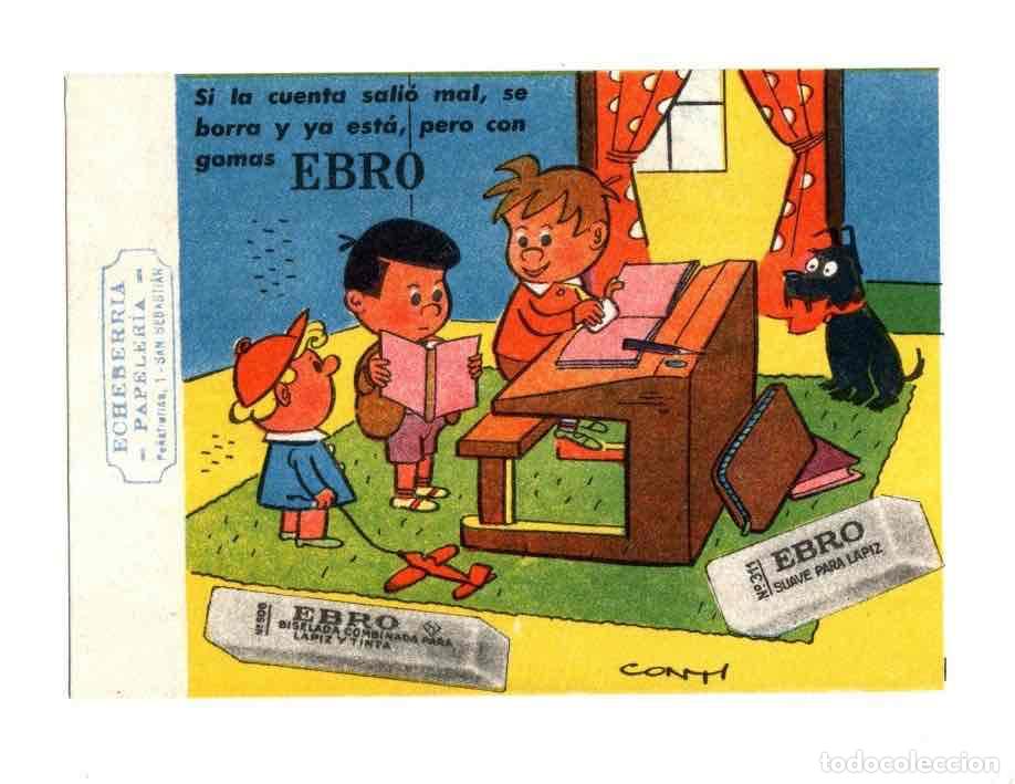 Coleccionismo papel secante: PAPEL SECANTE PUBLICITARIO GOMAS EBRO. ILUSTRADA POR CONTI. C. 1950