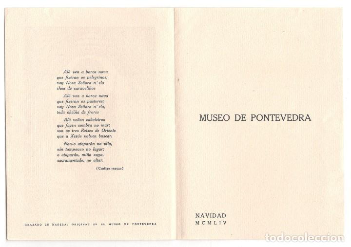 Coleccionismo Papel Varios: LA DIVINA PEREGRINA. Díptico del Museo de Pontevedra, Navidad 1954 - Foto 2 - 160523534