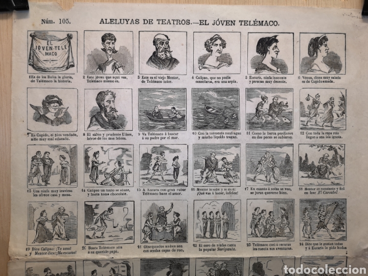 Coleccionismo Papel Varios: AUCA - ALELUYA - ALELUYAS DE TEATRO - EL JÓVEN TELÉMACO - AÑO 1876 - 32 X 44. 50 CM - Foto 2 - 265439519