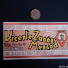 Coleccionismo Papel Varios: TARJETA DE VISITA DE VICENTE ZANON MENGOD. VALENCIA.. Lote 270122538