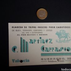 Coleccionismo Papel Varios: TARJETA DE VISITA DE MARTÍNEZ CARRASCO. VALENCIA.. Lote 270122843