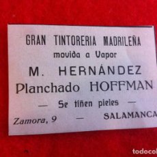 Coleccionismo Papel Varios: ANUNCIO DE LA VIDA GRÁFICA ESPAÑOLA. 1929. TINTORERÍA M. HERNÁNDEZ. PLANCHADO HOFFMAN. SALAMANCA. Lote 341041428