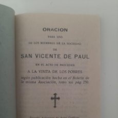 Coleccionismo Papel Varios: ORACIÓN PARA USO DE LOS MIEMBROS DE LA SOCIEDAD DE SAN VICENTE DE PAUL. SEVILLA 1934. Lote 363148090