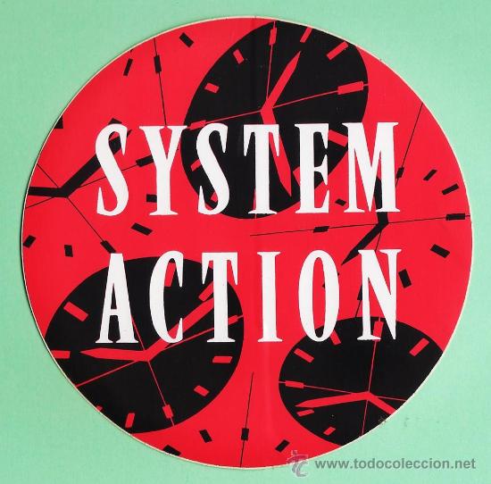 Pegatinas de colecci&oacute;n: adhesivo / pegatina - system action - rojo - tiendas de ropa juvenil - barcelona - a&ntilde;os 90