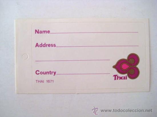 Pegatinas de colecci&oacute;n: PEGATINA PARA MALETA LINEA AEREA THAI. ENVIO GRATIS&iexcl;&iexcl;&iexcl;