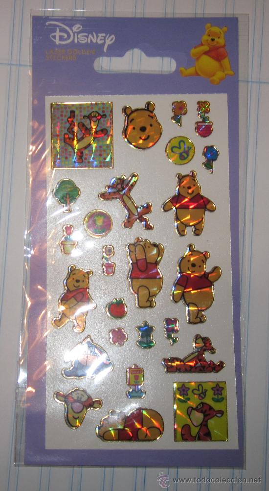 Pegatinas de colecci&oacute;n: WINNIE THE POOH,DISNEY,LASER GOLDEN,STICKERS(PEGATINAS),2004,A ESTRENAR