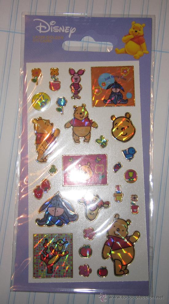 Pegatinas de colecci&oacute;n: WINNIE THE POOH,DISNEY,LASER GOLDEN,STICKERS(PEGATINAS),2004,A ESTRENAR
