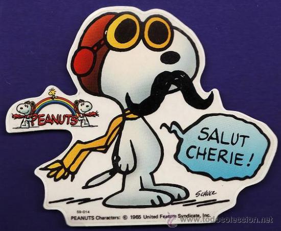 Pegatinas de colecci&oacute;n: adhesivo / pegatina - snoopy esquiador - sin estrenar - med: 14 cm x 11 cm - a&ntilde;o 1965 -