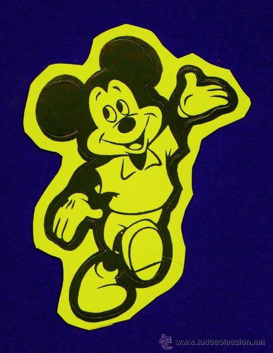 Pegatinas de colecci&oacute;n: adhesivo / pegatina - mickey mouse - w.disney - amarillo fosforito - fab.ortega - a&ntilde;os 60 / 70
