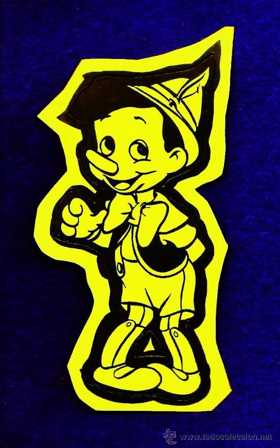 Pegatinas de colecci&oacute;n: adhesivo / pegatina - pinocho - w.disney - amarillo fosforito - fab.ortega - a&ntilde;os 60 / 70