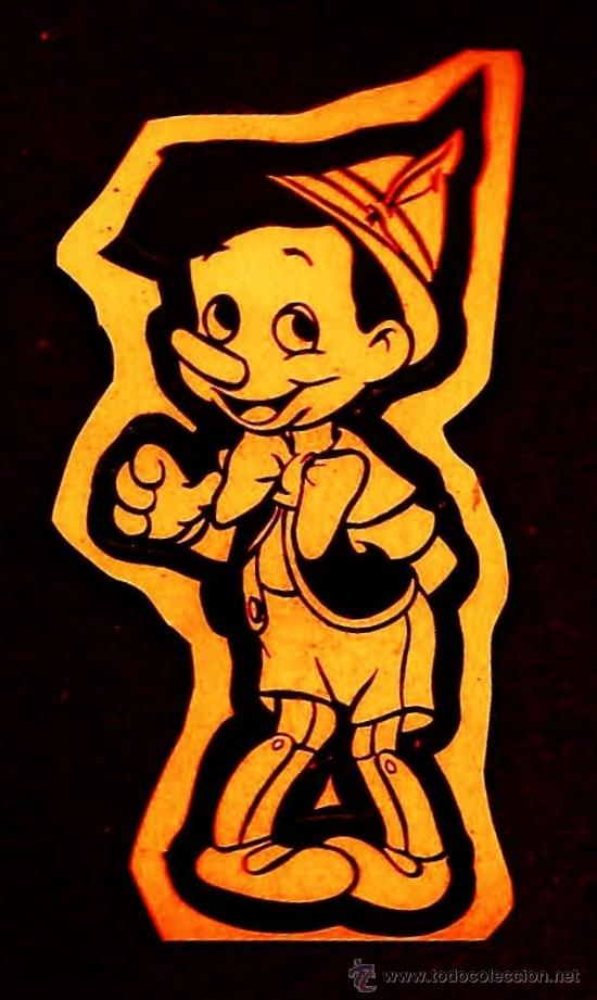 Pegatinas de colecci&oacute;n: adhesivo / pegatina - pinocho - w.disney - naranja fosforito - fab.ortega - a&ntilde;os 60 / 70