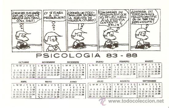 Pegatinas de colecci&oacute;n: Pegatina - Promoci&oacute;n de Psicolog&iacute;a 83-88 - Con Calendario de Oct a Sep - Felipe Quino - Sin Despegar
