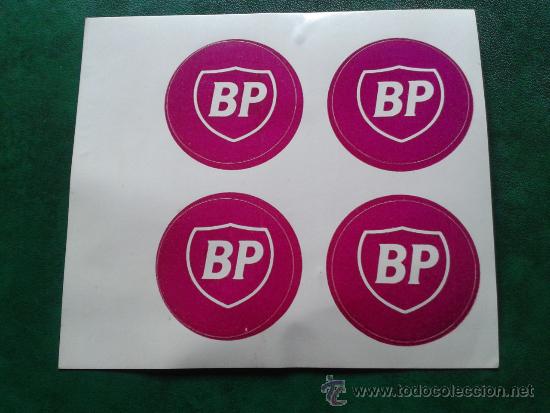 Adesivi di collezione: Juego cuatro adhesivos pegatinas BP a&ntilde;os 90 para latas de lubricante British Petroleum petrolera