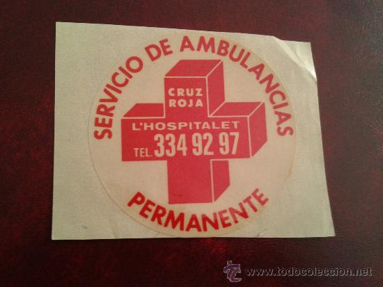 Autocolantes de cole&ccedil;&atilde;o: Adhesivo pegatina cruz roja servicio de ambulancias permanente L'Hospitalet de Llobregat