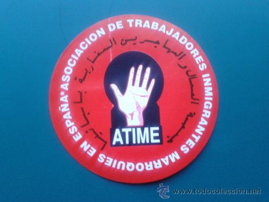 Pegatinas de colecci&oacute;n: Adhesivo pegatina asociaci&oacute;n de trabajadores marroqu&iacute;es en Espa&ntilde;a 90's