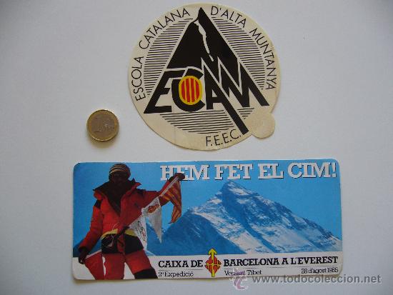 Adesivi di collezione: Lote de 2 adhesivos pegatinas monta&ntilde;ismo escola de montanya Catalunya Everest a&ntilde;os 80