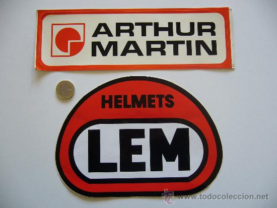 Collection stickers: Lote de 2 adhesivos pegatinas arthur martin helmets lem a&ntilde;os 80