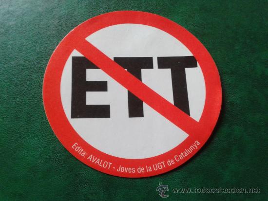 Collection stickers: adhesivo pegatina 90's avalot juventudes UGT Uni&oacute;n General Catalu&ntilde;a anti ETT anti trabajo temporal