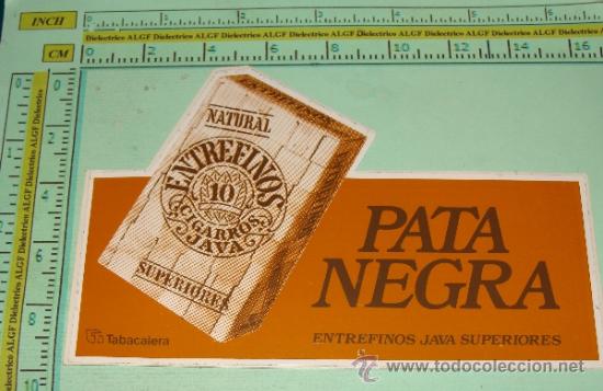 Pegatinas de colecci&oacute;n: PEGATINA DE TABACOS. PATA NEGRA ENTREFINOS JAVA CIGARROS SUPERIORES. A&Ntilde;OS 80.