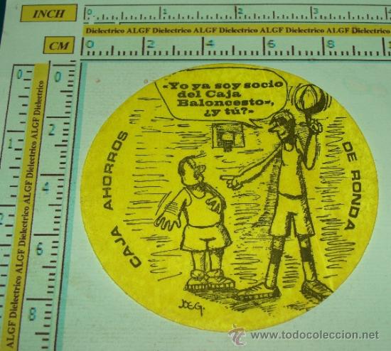 Adesivi di collezione: PEGATINA DE DEPORTES. CAJA AHORROS DE RONDA BALONCESTO, SOCIO. A&Ntilde;OS 80.