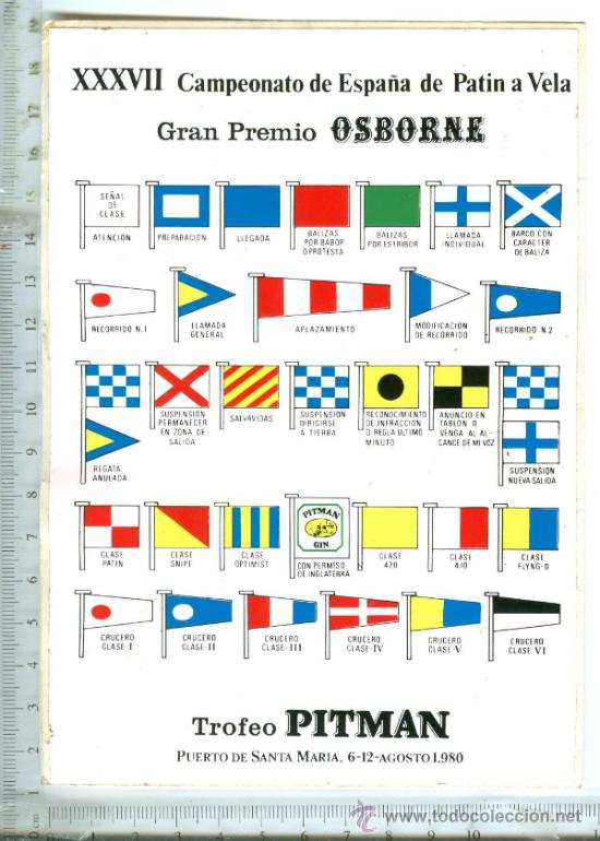 Collection stickers: ADHESIVO O PEGATINA  XXXVII CAMPEONATO DE PATIN VELA OSBORNE  1980    SIN PEGAR.