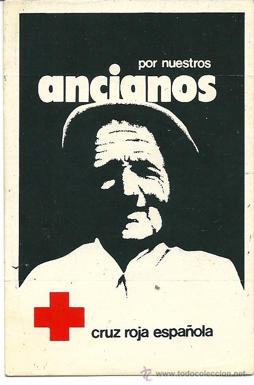 Autocolantes de cole&ccedil;&atilde;o: PEGATINA CRUZ ROJA, POR NUESTROS ANCIANOS, CRUZ ROJA ESPA&Ntilde;OLA, 6,5X9,5 CTMS. SIN USAR