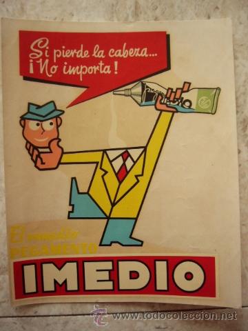 Pegatinas de colecci&oacute;n: ADHESIVO - PEGATINA DE GRAN FORMATO. PUBLICIDAD PEGAMENTO IMEDIO. 20 X 16 CM.