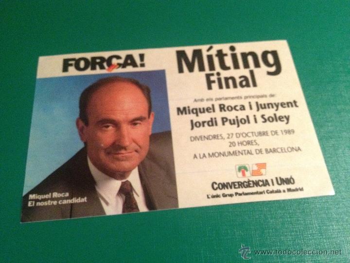 Collection stickers: PEGATINA POLITICA - CIU CONVERGENCIA I UNIO MIQUEL ROCA JORDI PUJOL MITING BARCELONA 1989