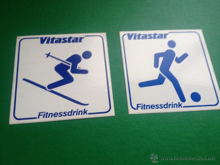 Autocollants de collection: LOTE 2 PEGATINAS - VITASTAR FITNESSSDRINK - ADHESIVO - ESQUI - FUTBOL