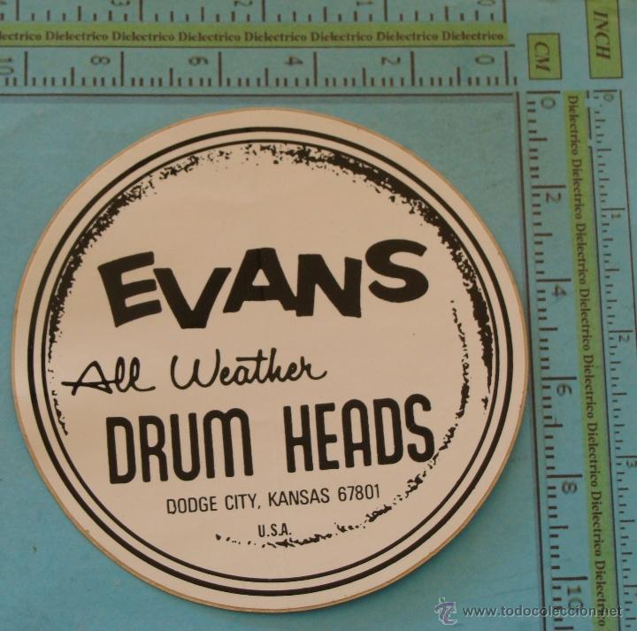 Autocollants de collection: PEGATINA DE INSTRUMENTOS DE M&Uacute;SICA. EVANS DRUM HEADS. BATER&Iacute;A, PLATILLOS
