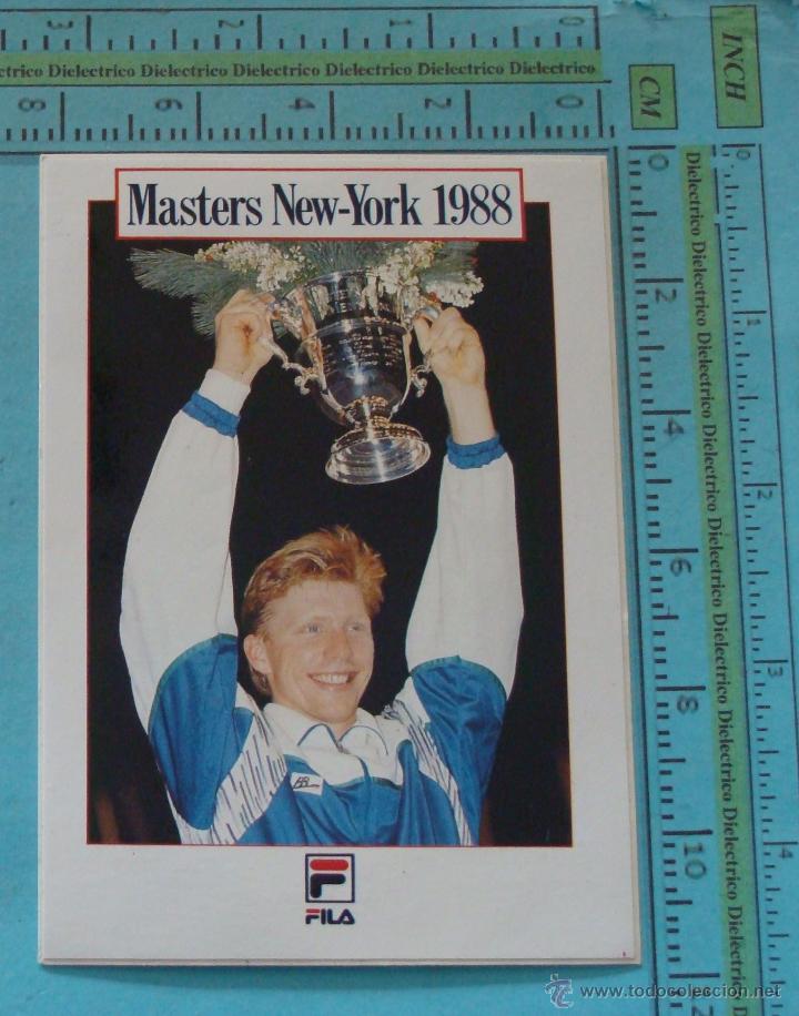 Autocollants de collection: PEGATINA DE DEPORTES. TENIS. BORIS BECKER CAMPE&Oacute;N MASTERS NEW YORK 1988. FILA. A&Ntilde;OS 70 80