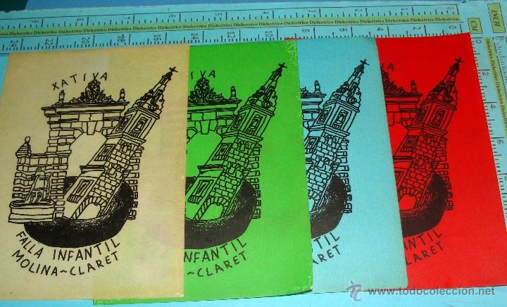 Autocollants de collection: 4 PEGATINAS DE TURISMO. FALLA INFANTIL MOLINA CLARET. XAVITA, VALENCIA. A&Ntilde;OS 80