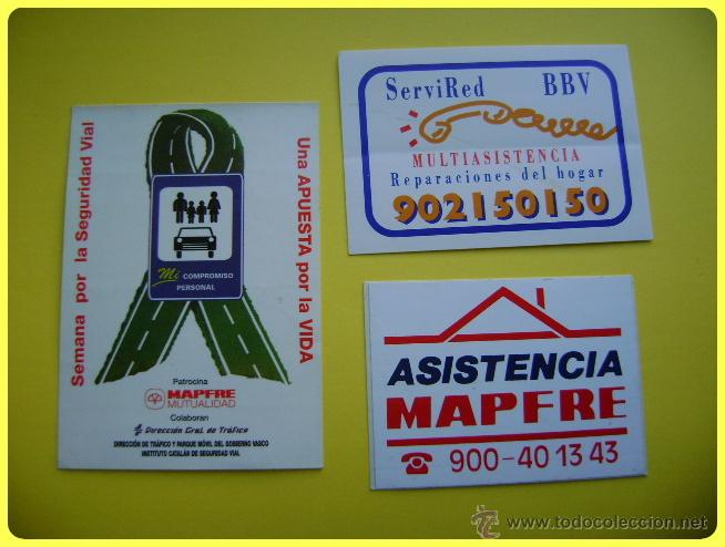 Pegatinas de colecci&oacute;n: Lote 3 pegatinas seguros: Mapfre, servired BBV - Foto 1