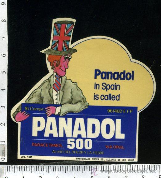 Pegatinas de colecci&oacute;n: PEGATINA PANADOL 500 PARACETAMOL, SIN PEGAR CON SU PROTECTOR TRASERO