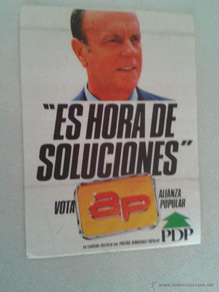 Autocollants de collection: pegatina politica - pdp- alianza popular - ES HORA DE SOLUCIONES - FRAGA