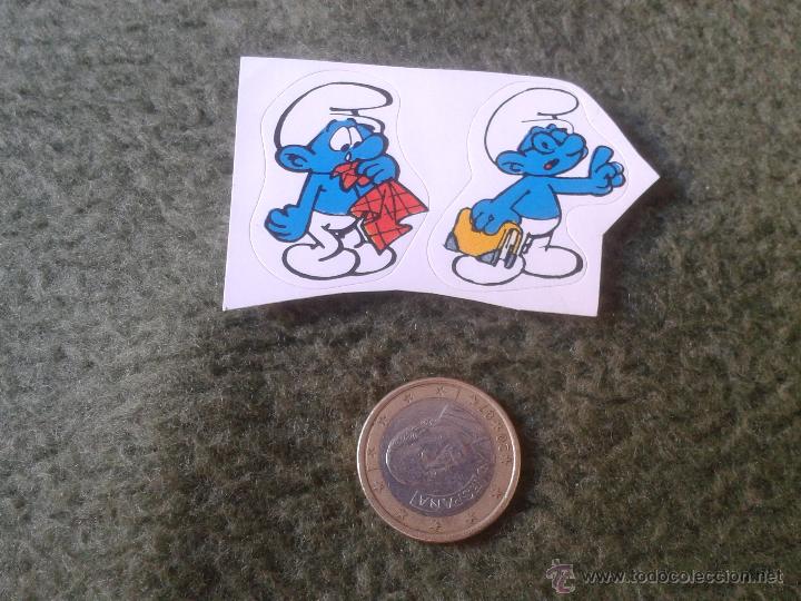 Pegatinas de colecci&oacute;n: LOTE DE 2 PEGATINAS PEGATINA ADHESIVO STICKER LOS PITUFOS PITUFO DIBUJOS ANIMADOS PEYO TROQUELADAS
