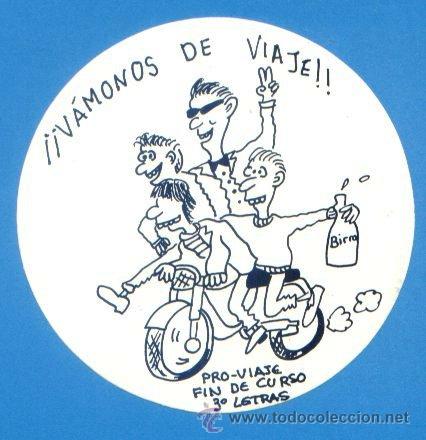 Autocolantes de cole&ccedil;&atilde;o: PEGATINA ADHESIVO PRO VIAJE FIN CURSO. 3&ordm; LETRAS LA SALLE. TARRAGONA. A&Ntilde;OS 80. 10 CM DIAMETRO.