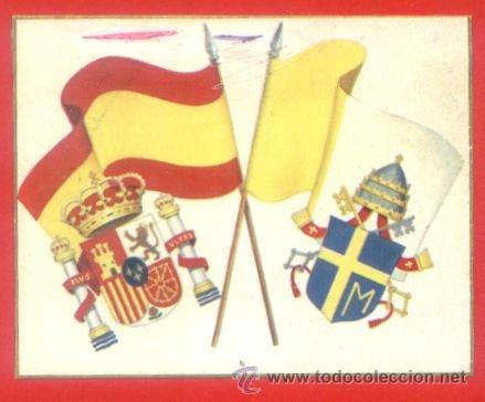Autocolantes de cole&ccedil;&atilde;o: PEGATINA ADHESIVO BANDERA Y ESCUDO DE ESPA&Ntilde;A Y EL VATICANO. APROX. 8 X 10 CM. A&Ntilde;OS 80-90.