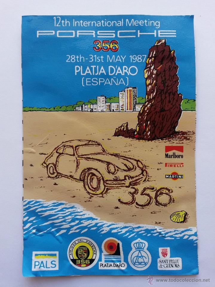 Pegatinas de colecci&oacute;n: Pegatina de porsche international meeting, playa de aro espa&ntilde;a 1987 de 14,5 x 9,80 cms