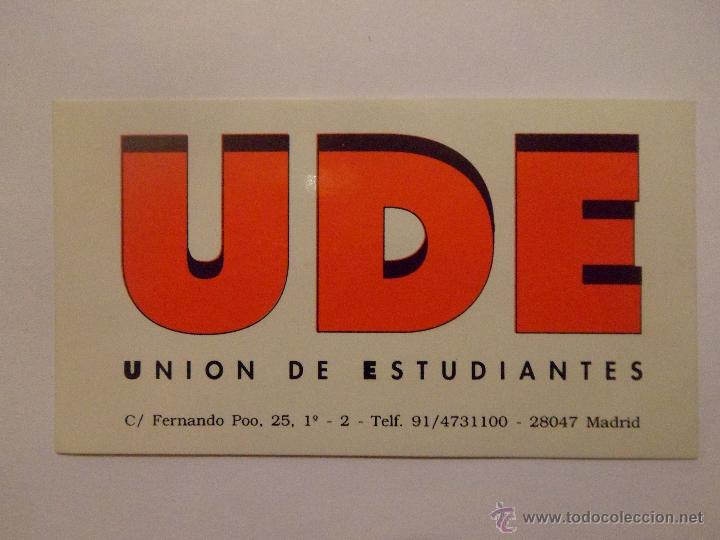 Pegatinas de colecci&oacute;n: PEGATINA DE LA UNI&Oacute;N DE ESTUDIANTES. U.D.E. - Foto 1