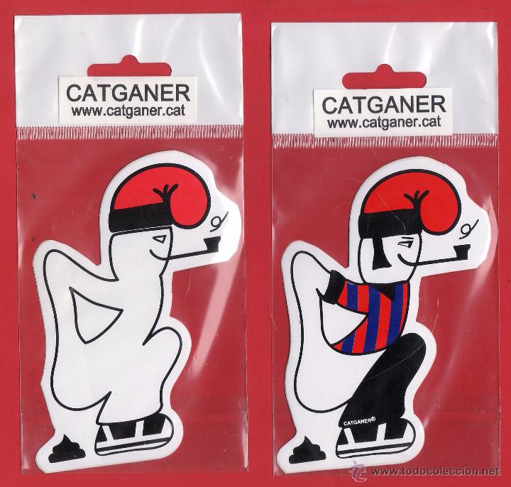 Pegatinas de colecci&oacute;n: adhesivo / pegatina - catganer deportivo - r. madrid / fc barcelona / bar&ccedil;a - 2 unid. - sin estrenar